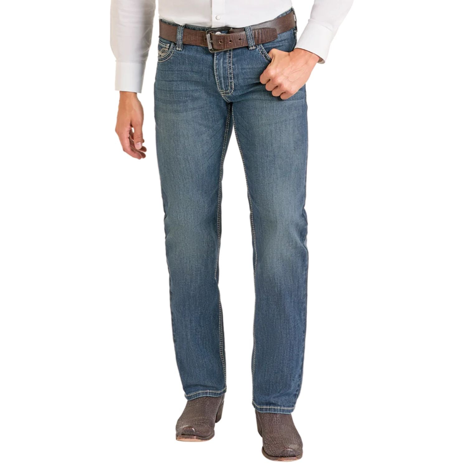 Rock & Roll Denim Mens Revolver Slim Fit Straight Bootcut Jeans