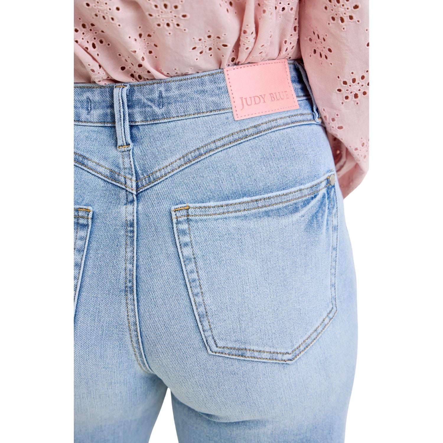Judy Blue High Waist Tummy Control Retro Wide with Curve Coin Pocket, Light Wash