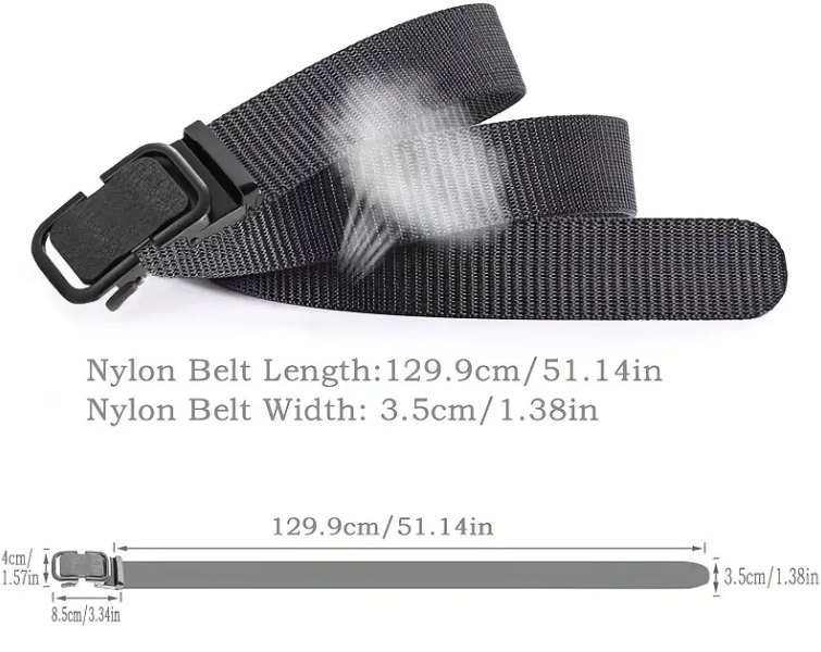 Nylon Tactical Automatic Men's Belt, Black