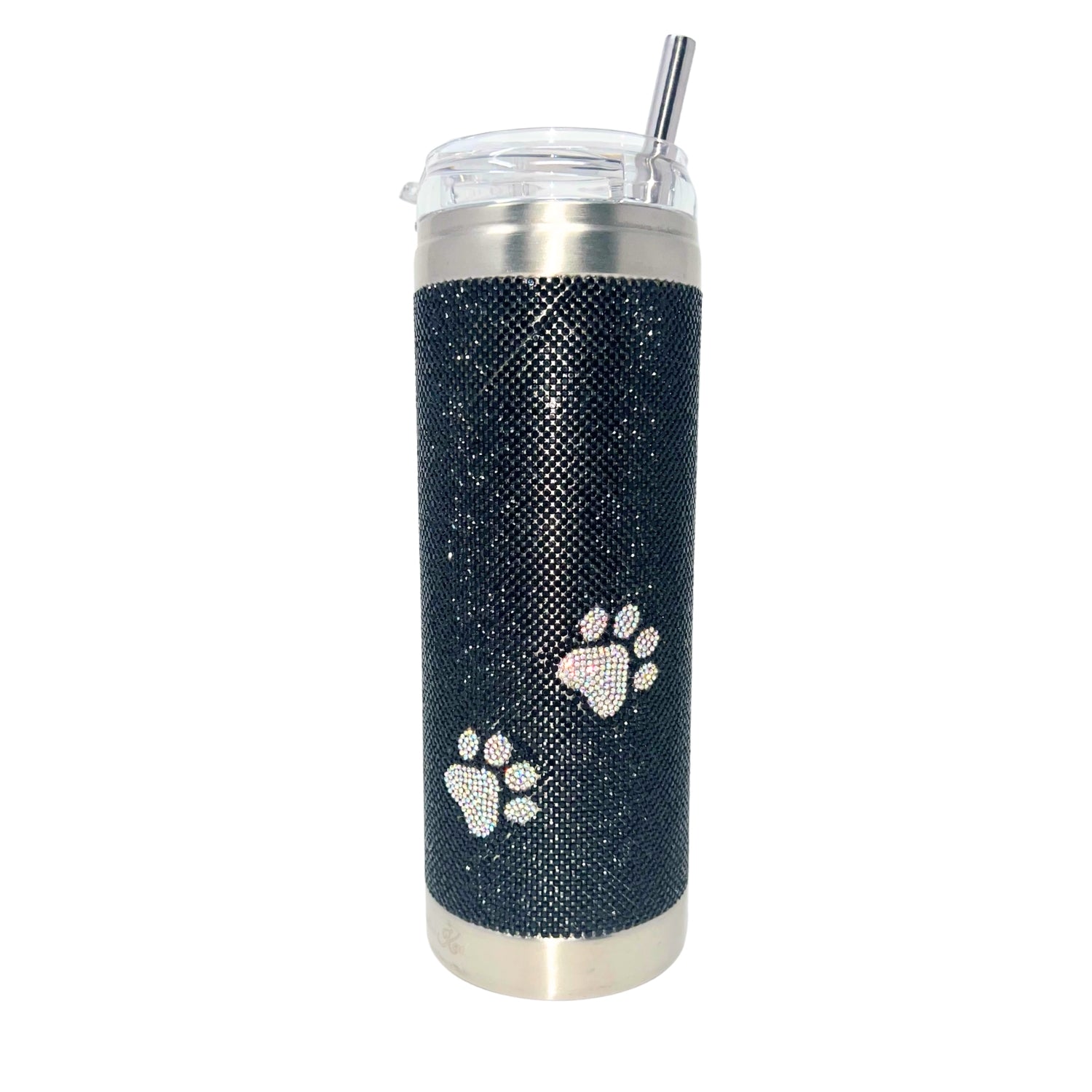 Jacqueline Kent Diamonds in the Ruff 20 oz Crystal Drink Tumbler, Black with Paws
