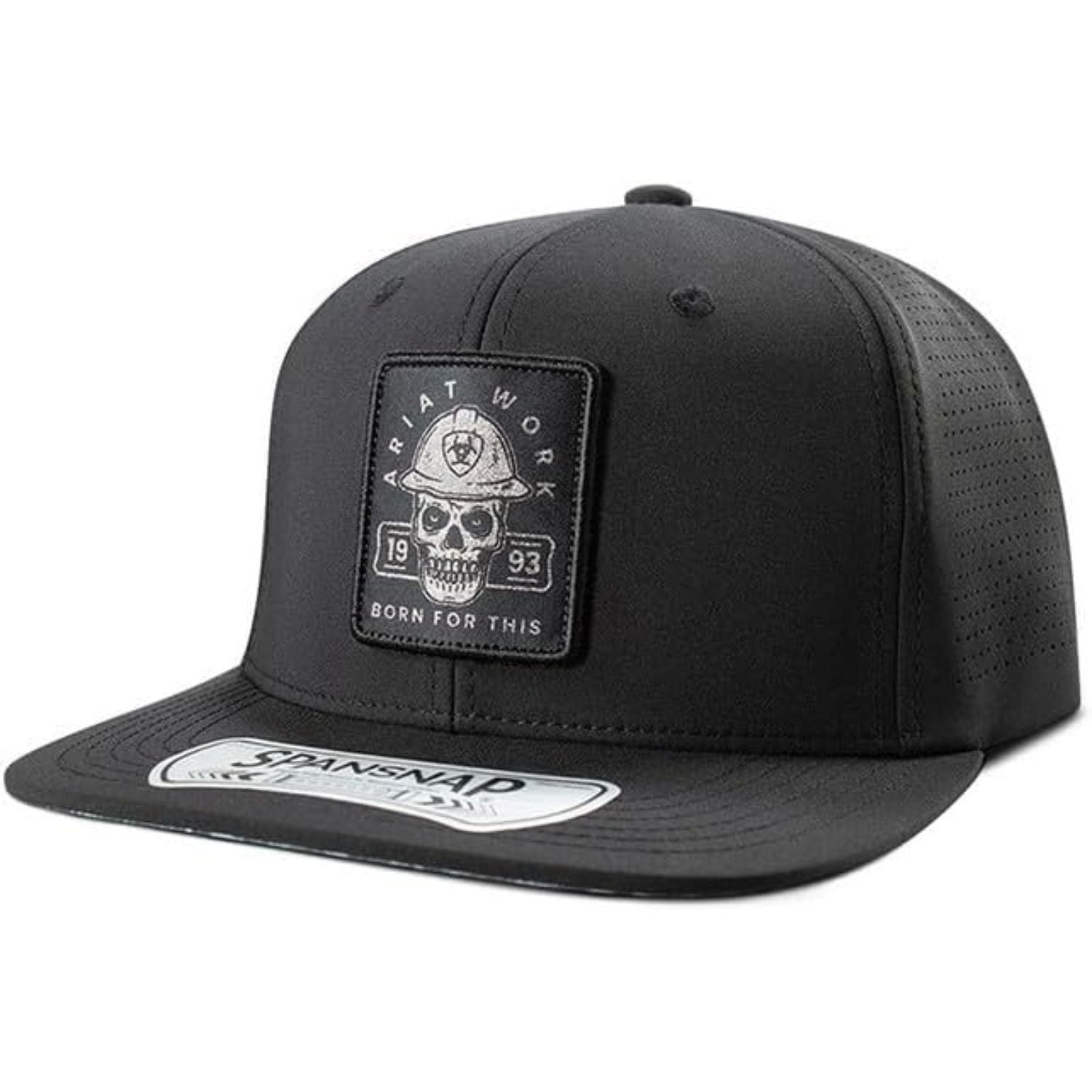 Ariat Mens Ariat Work Born For This Patch Adjustable Snapback Cap Hat, Black