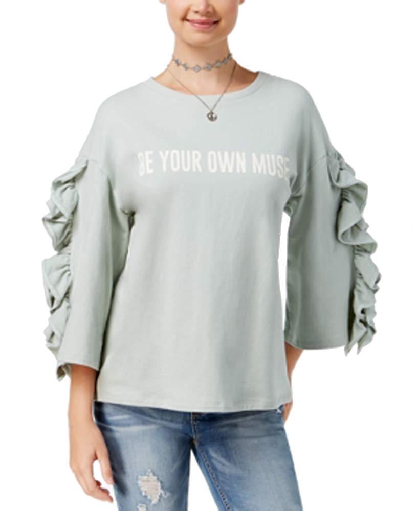 Polly & Esther Juniors' Ruffle-Sleeve Graphic Sweatshirt