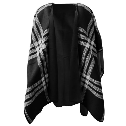 BSB Womens Plaid Soft Open Front Poncho