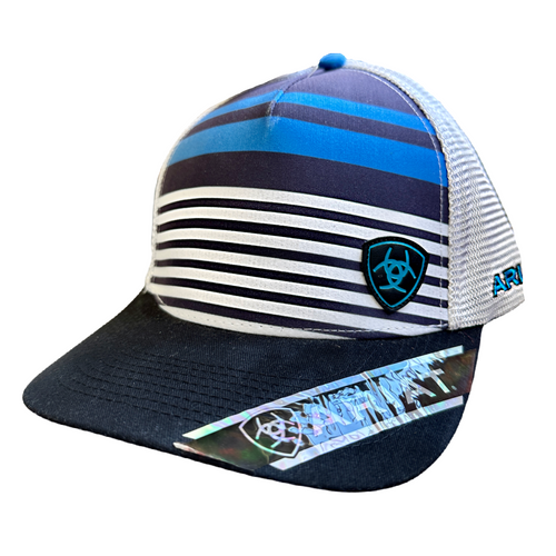 Ariat Baseball Cap, OSFM Adjustable Snapback, Blue Stripe