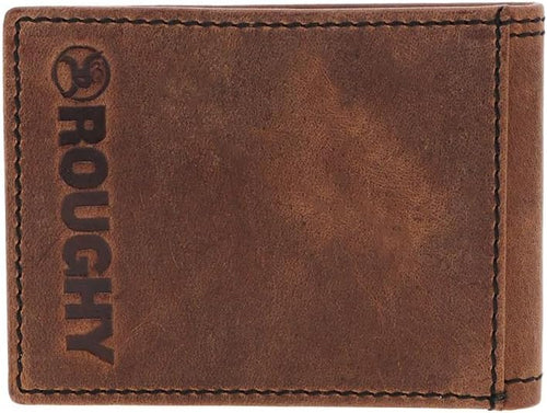 Hooey Roughy Mens Hawk Bifold Leather Wallet, Brown/Navajo Serape