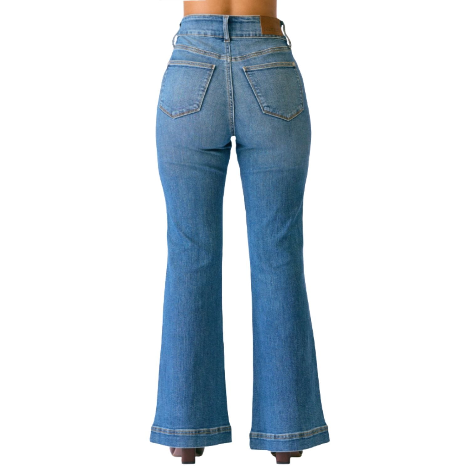 Judy Blue Womens High Waist Petite Flare Tummy Control Jeans