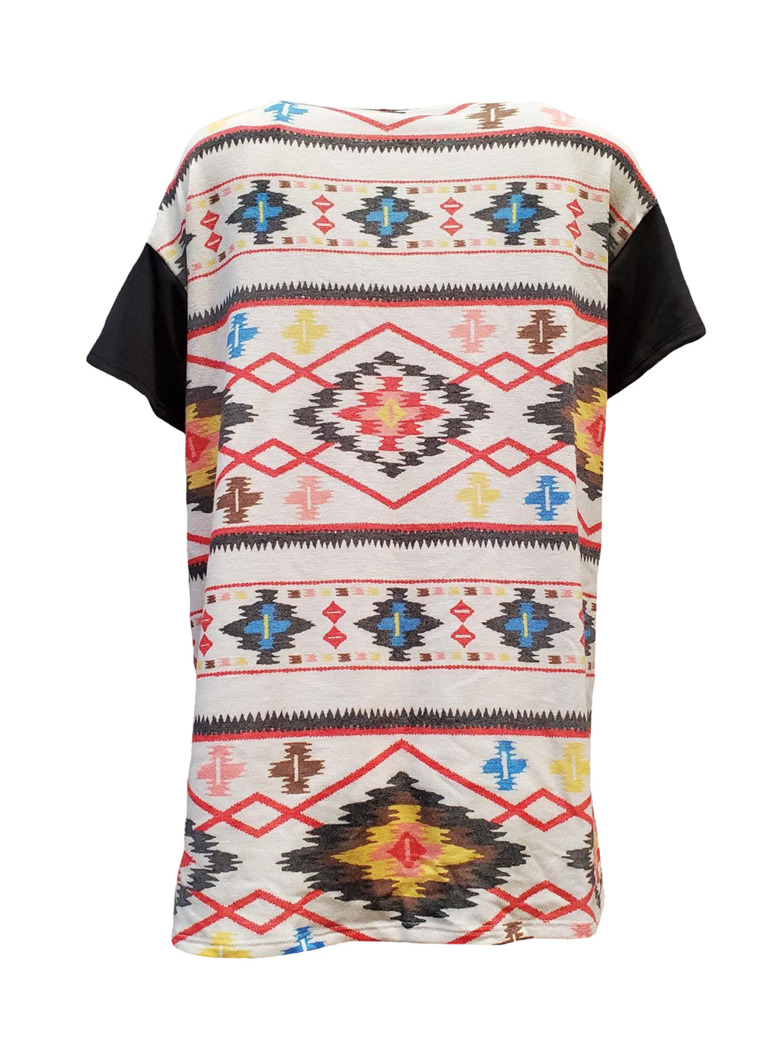 HoneyMe Womens Aztec Print Short Sleeve Tunic Top