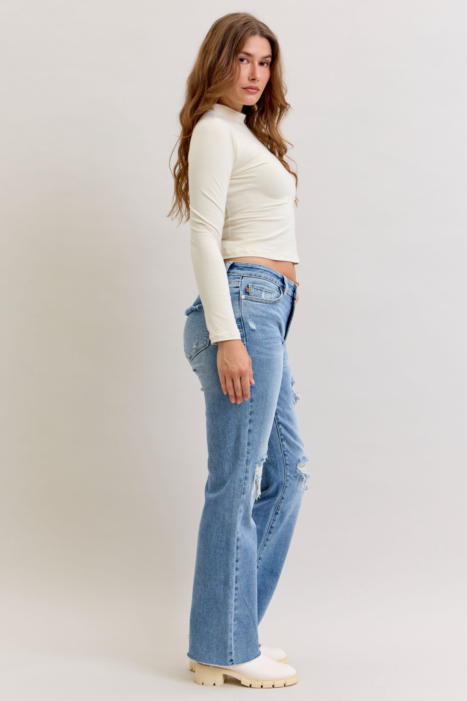 Judy Blue Womens Mid Ridse 90s Straight Jeans