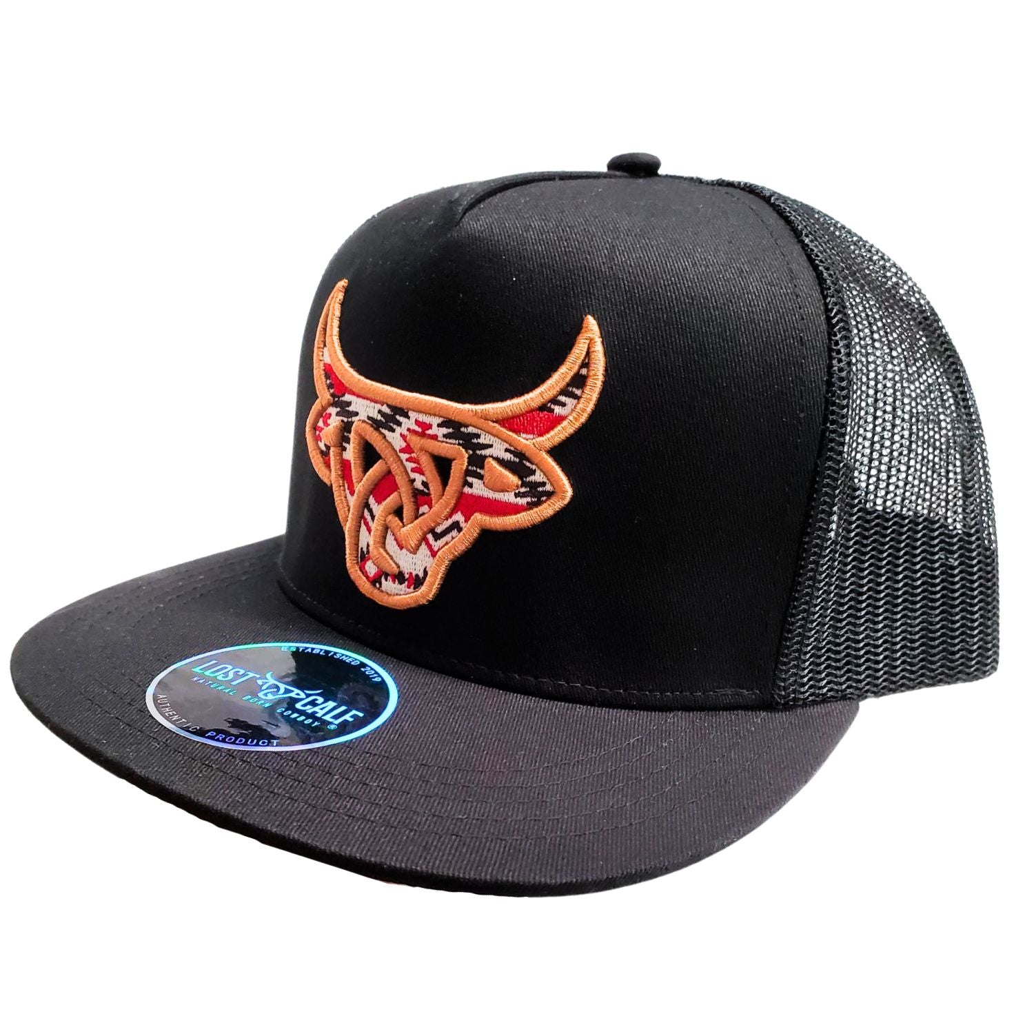 Lost Calf Mens Azteca Flat Bill Adjustable Snapback Cap Hat