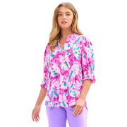 Dear Scarlett Womens Lizzy Smock Half Sleeve Top, Pink