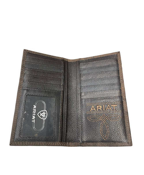 Ariat Mens Crazy Horse Leather Rodeo Checkbook Wallet