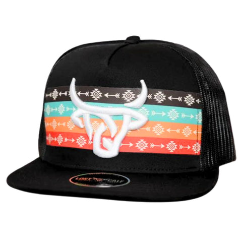 Lost Calf Mens Blackout Tribe Flat Bill Adjustable Snapback Cap Hat