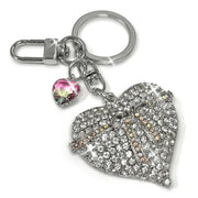 Jacqueline Kent Crystal Hearts Embrace Purse Charm Keychain