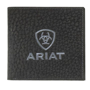 Ariat Mens Embroidered Logo Bull Hide Leather Bifold Wallet