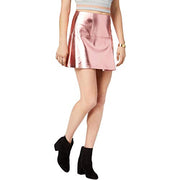 Guess Womens Metallic Layered Mini Skirt Pink 0