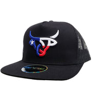 Lost Calf Mens Texas Bull Flat Bill Adjustable Snapback Cap Hat