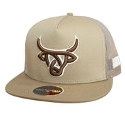 Lost Calf Mens Highland Flat Bill Adjustable Snapback Cap Hat, Tan