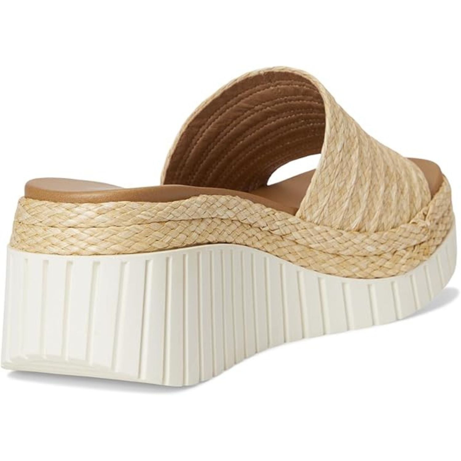 Mia Womens Yuki Slip On Platform Wedge Sandal, Natural Raffia