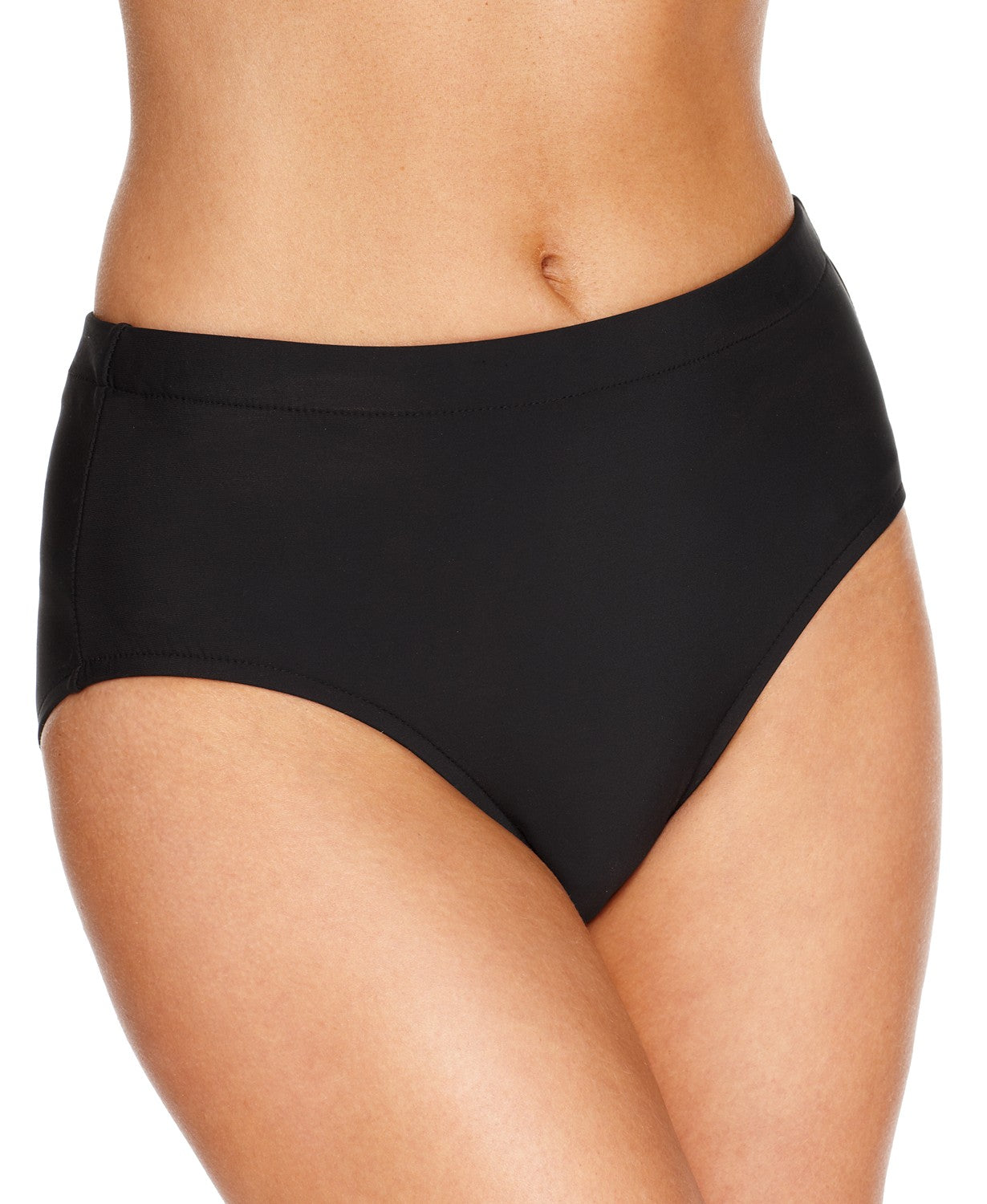 Swim Solutions Womens Mid-Rise Bikini Bottoms, Black, 14