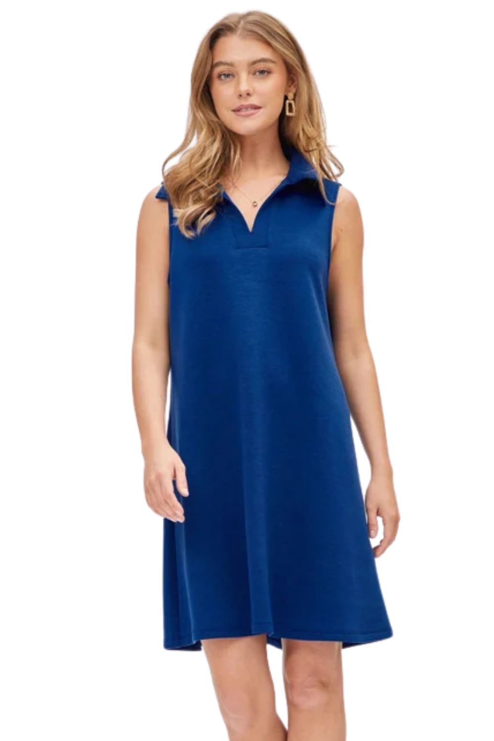 Dear Scarlett Womens Cruise Sleeveless Travel Dress, Azure Navy