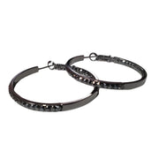 Jacqueline Kent Inside Out Chaparral Crystal Hoop Earrings (Black/Black, 40MM)
