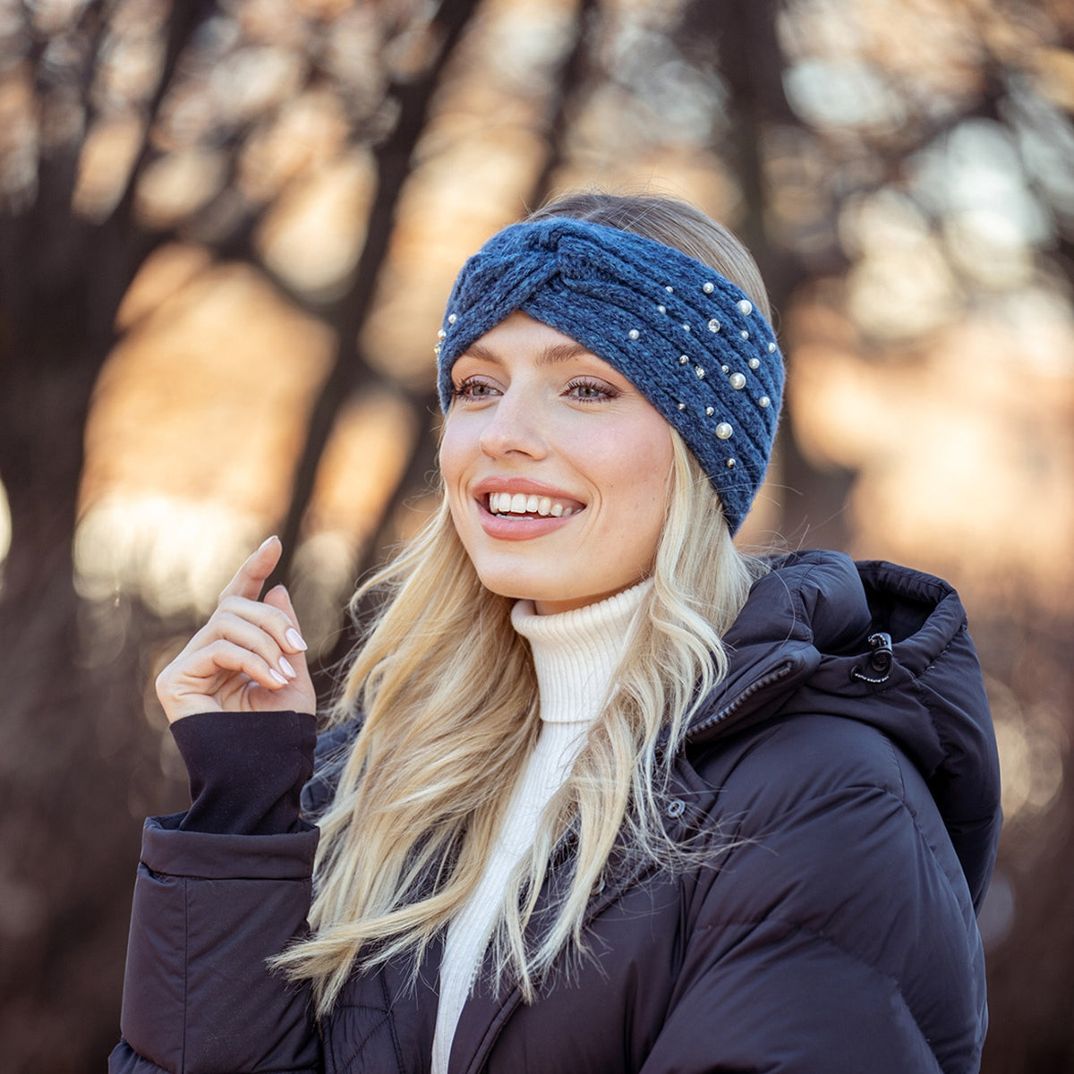 Britt's Knits Rhinestone and Pearl Starlight Headwarmer