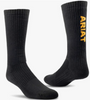 ARIAT Men's Cotton 3-Pair Pack Arch Support Reinforced Mid-Calf Socks, Black