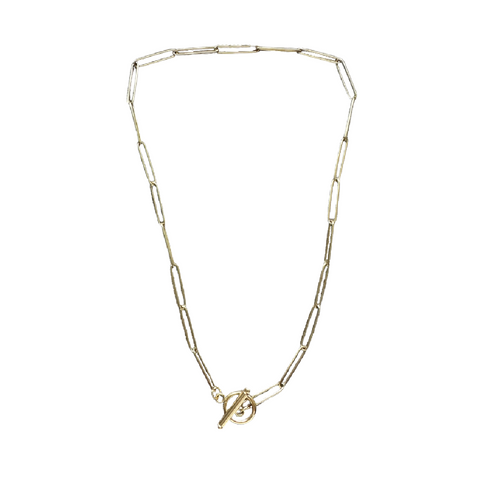 3 Souls Company, PaperClip T Bar Clasp Necklace in 18K Gold over Stainless Steel