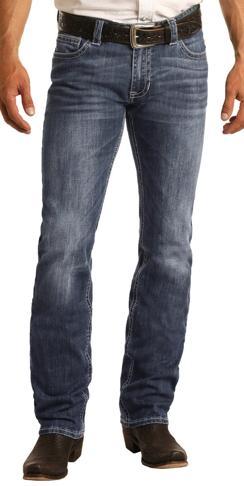 Rock & Roll Denim Mens Slim Fit Stretch Straight Bootcut Jeans