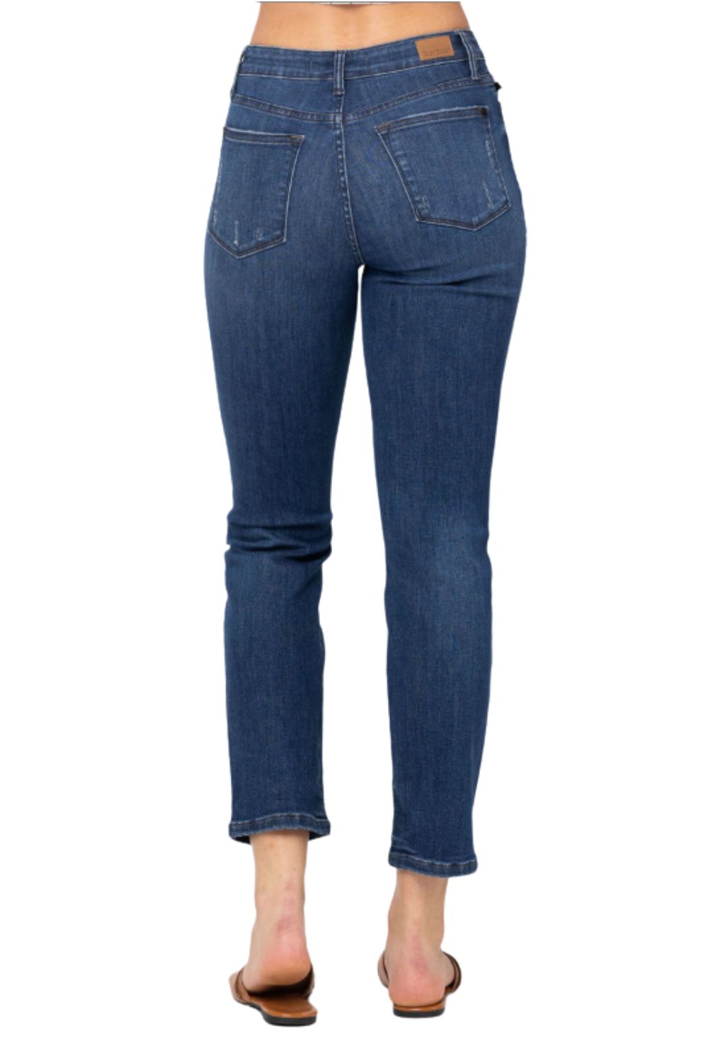 Judy Blue Womens High Waist Zigzag Button Fly Destroyed Boyfriend Jeans