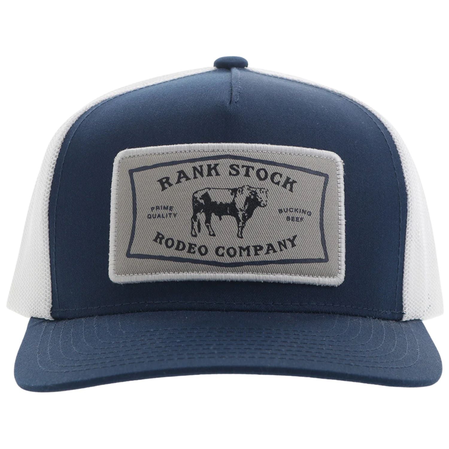 Hooey Mens Rank Stock Logo Adjustable Snapback Trucker Cap Hat, Navy/White