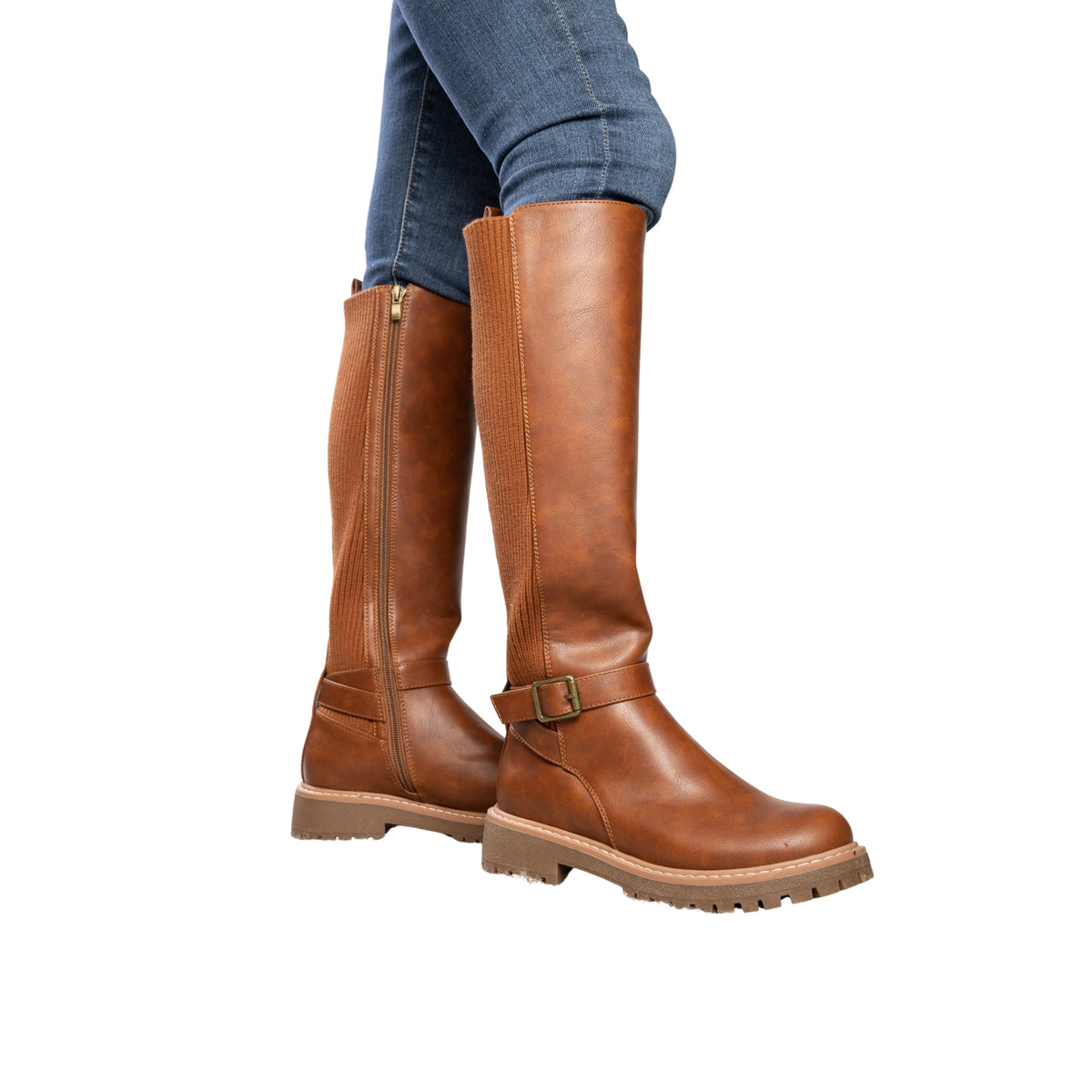 Corkys Let's Grab Coffee Women's Knee High Buckle Boots, Cognac