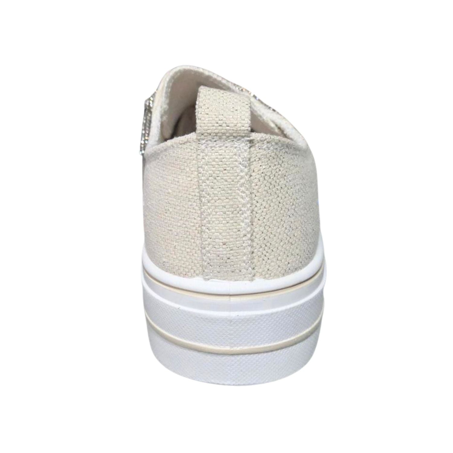 Very G Womens Harmon Sparkle Rhinestone Lace Up Canvas Platform Sneaker, Natural