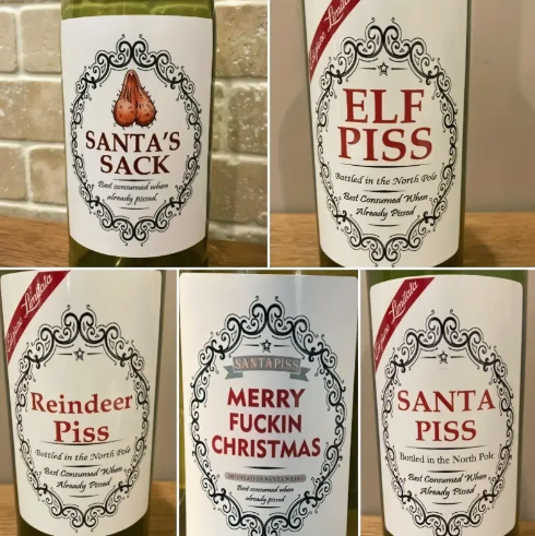 Funny Christmas Sticker, Great Gift Novelty Joke Label for Wine Bottles