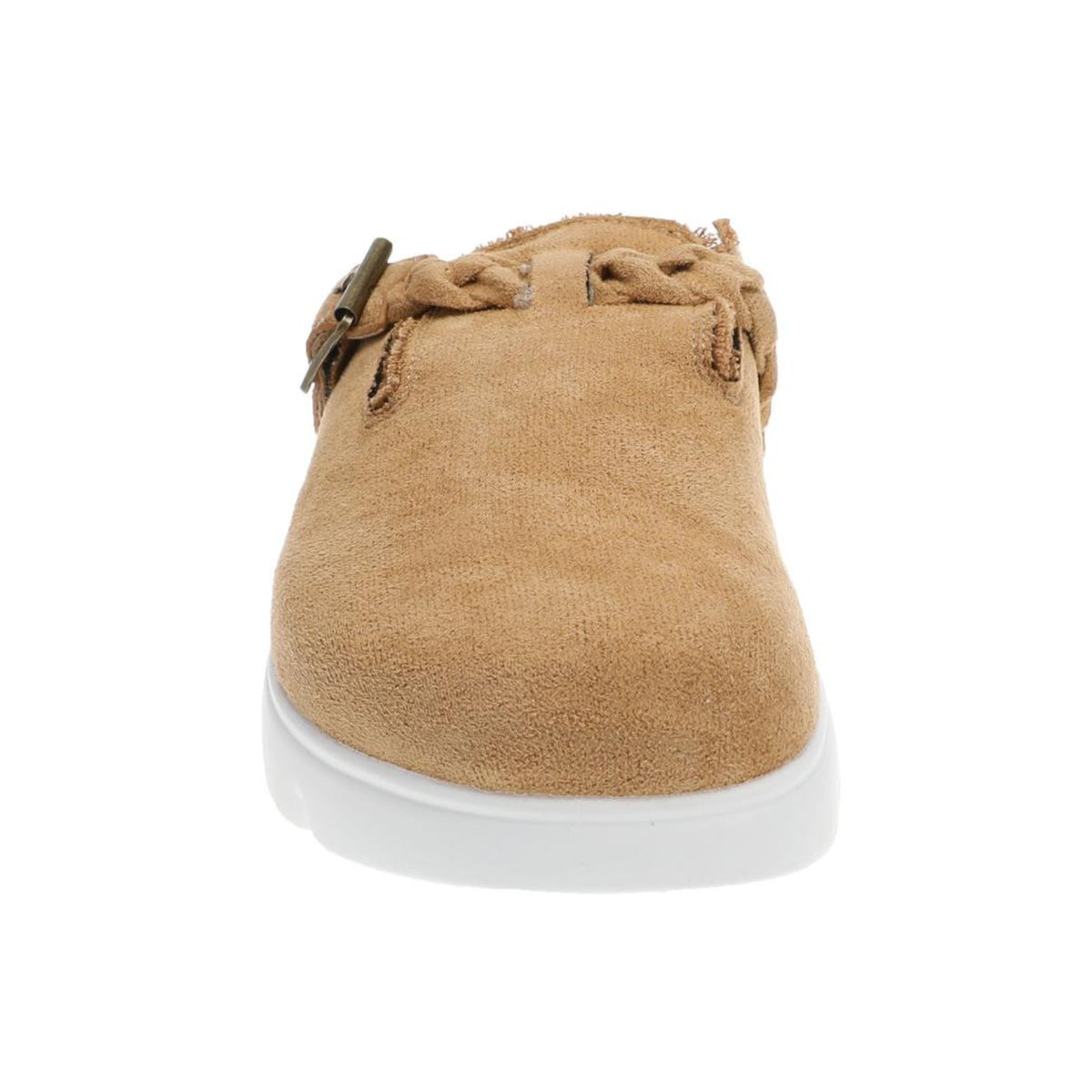 Very G Women's Cali Faux Suede Braided Buckle Platform Mules, Sand