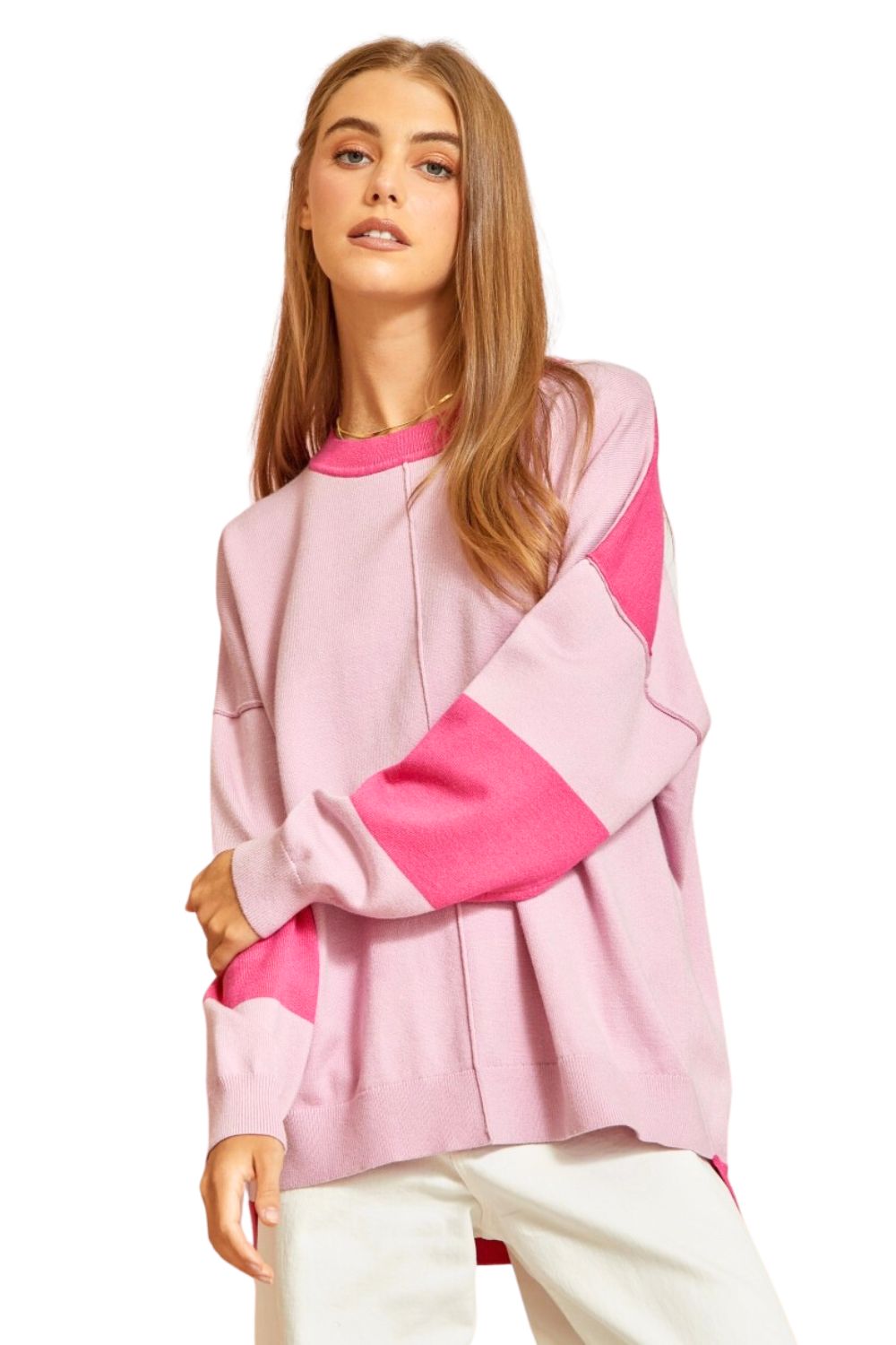 Andree by Unit Womens Rounded Neckline Woven Sweater