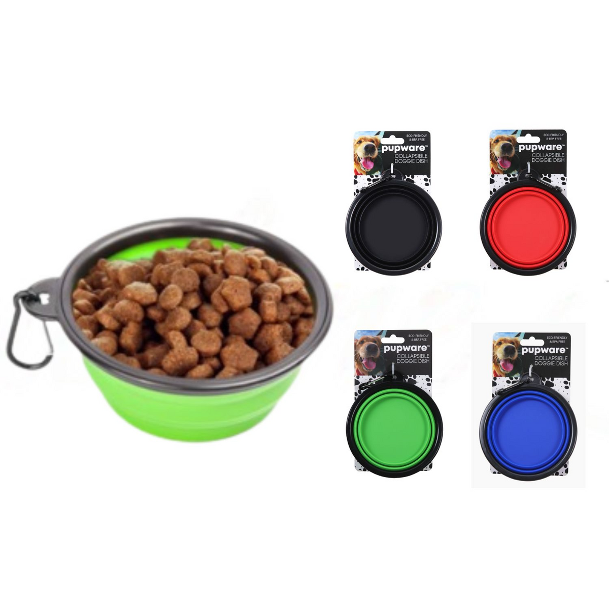 24 Pack Pupware Collapsible BPA-Free Silicone Travel Doggie Dish Bowl