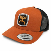 Hooey Western Logo Patch Trucker Snapback Hat, Orange/Black