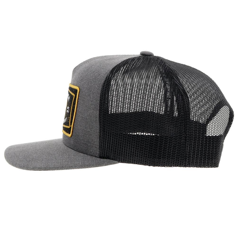 Hooey Mens Rank Stock Logo Adjustable Snapback Trucker Cap Hat- Charcoal/Black