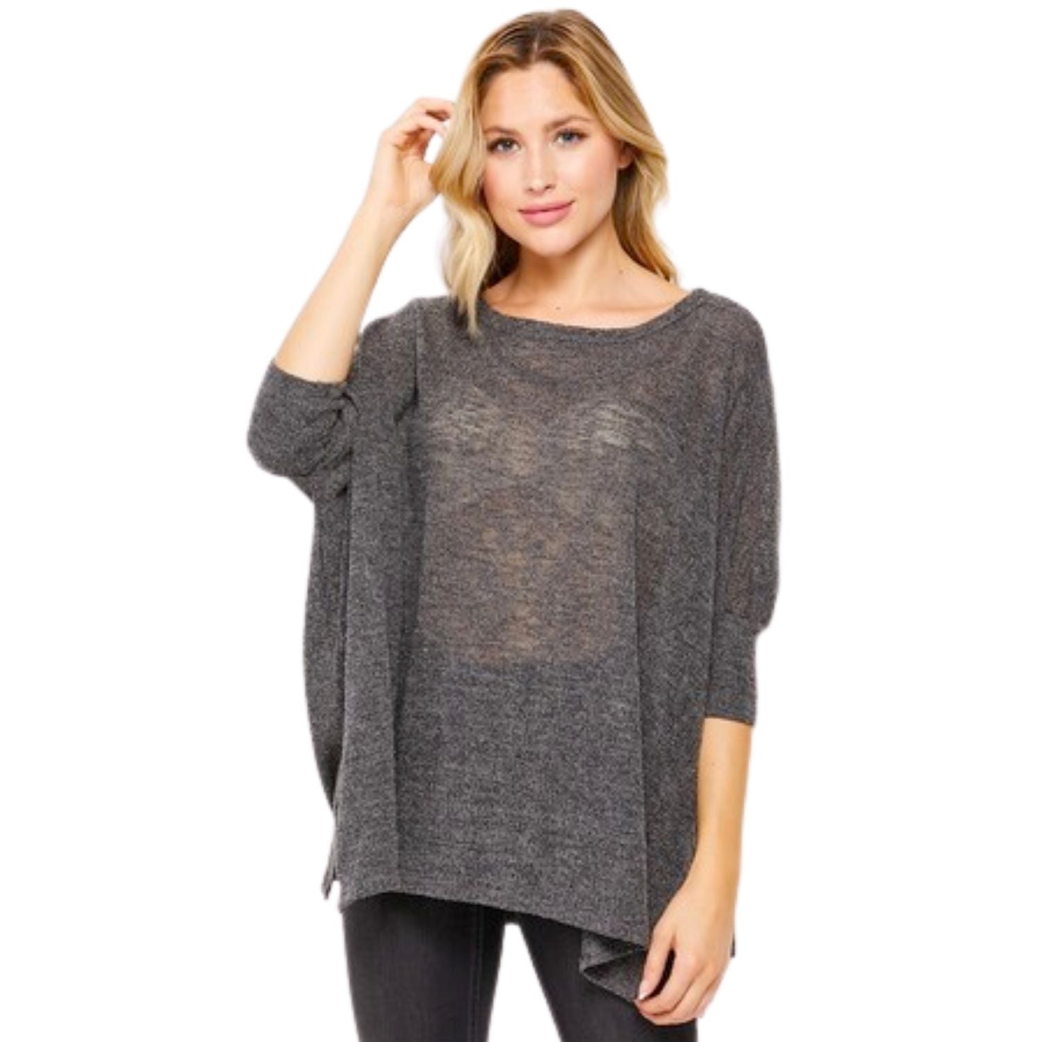 HoneyMe Womens Loose Fit Half Sleeve Knit Top