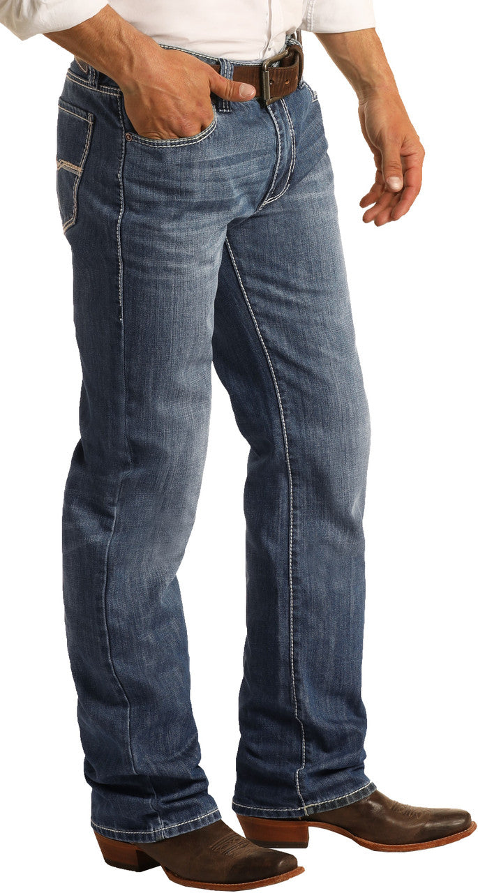 Rock & Roll Denim Mens Relaxed Fit Stretch Straight Bootcut Jeans