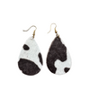 Black White Cow Print Faux Hair On, Double Sided, Lightweight Teardrop Earrings