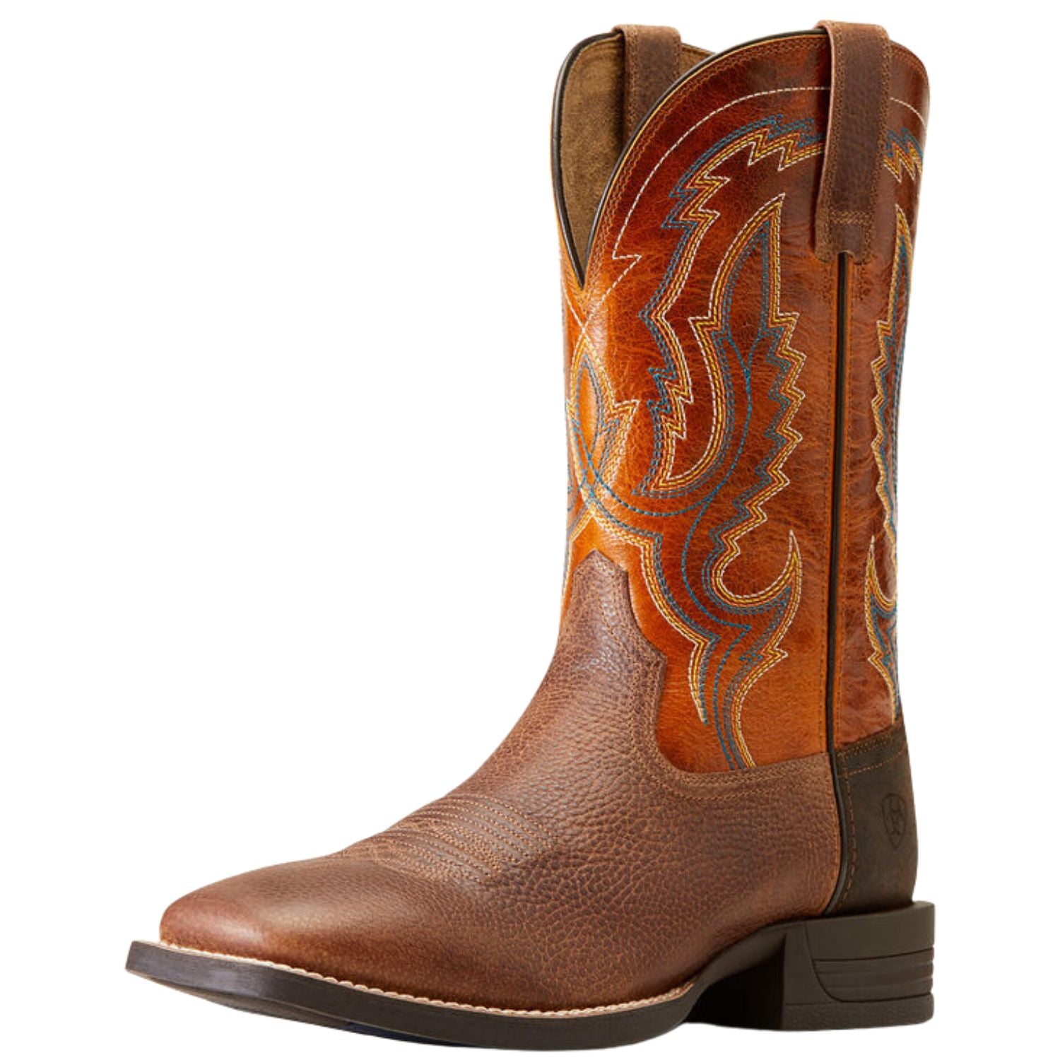Ariat Mens Steadfast Leather Western Boots, Western Brown / Fall Orange