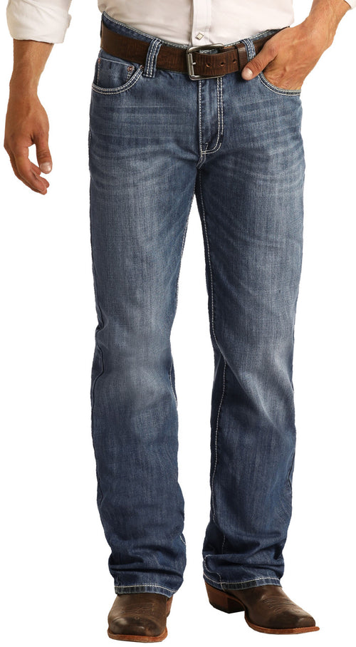 Rock & Roll Denim Mens Relaxed Fit Stretch Straight Bootcut Jeans