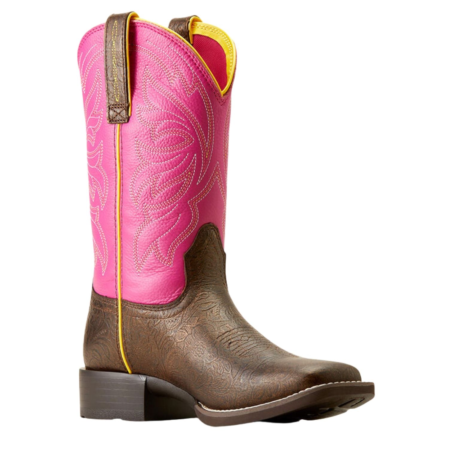 Ariat Womens Buckley Leather Western Boot, Bronze Age / Blushing Pink