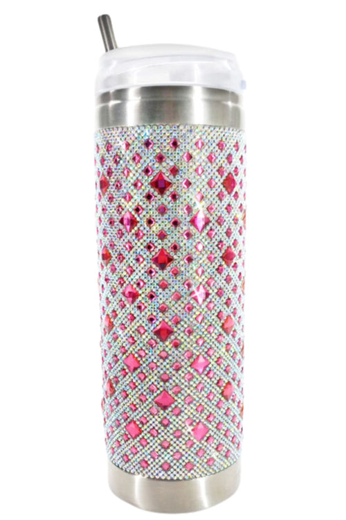 Jacqueline Kent 20 oz Chocolat Rose Tumbler with Clear Lid, Straw and Gift Bag