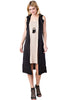 Vocal Womens Satin Collared Sleeveless Long Vest With Belt