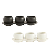 Accent Decor Trio of Rounded Pots, 3 Planters on Tray, Succulents Cactus, 'Otto'