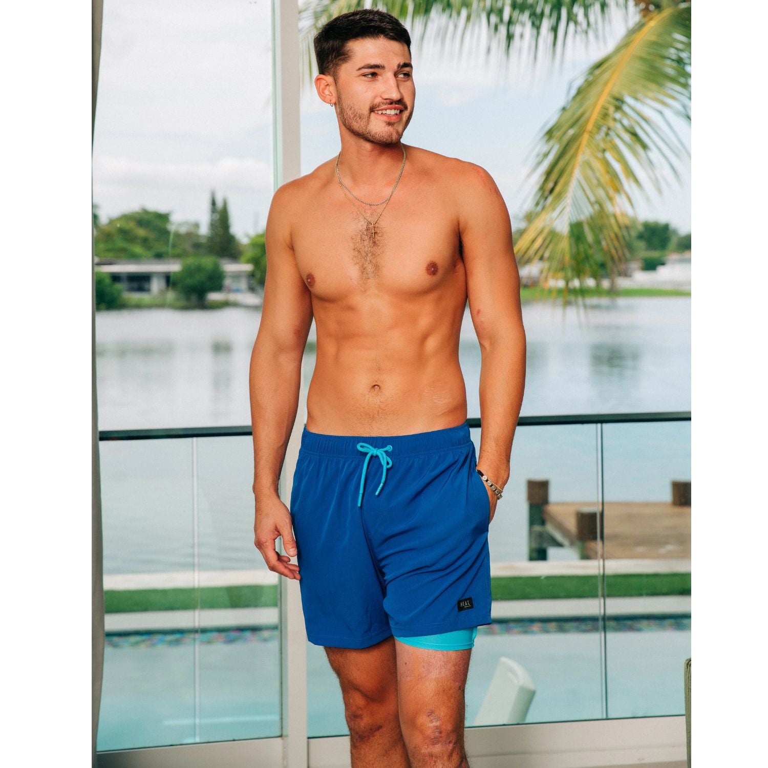 Heat Swimwear Mens Compression Shorts, Royal Blue