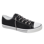 Outwoods Womens Logan 8 Canvas Low Top Sneaker with Sparkle Laces (Black)